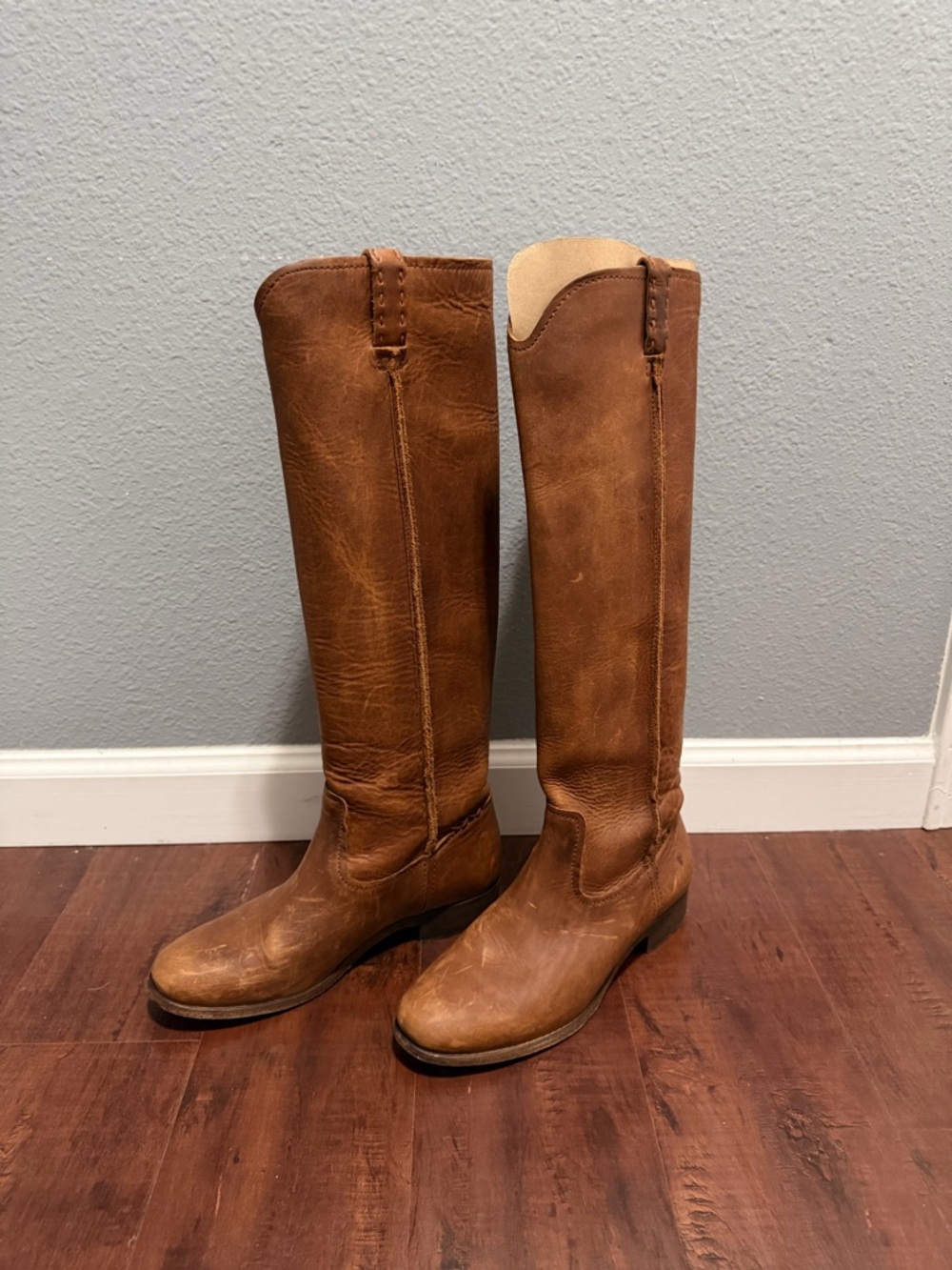 Tall Leather Riding Boots in Cognac Brown - Picture 8 of 13